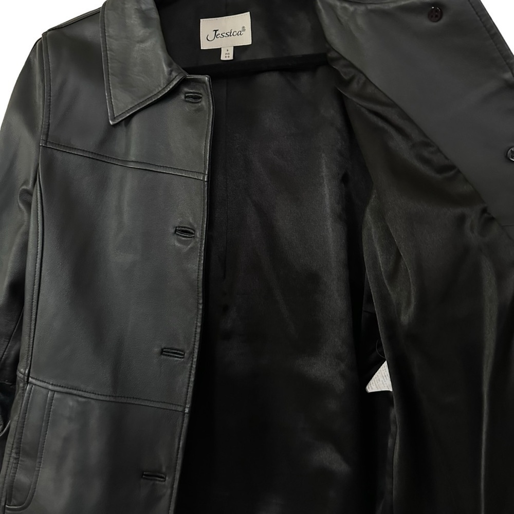 Stunning Black Lamb Leather Coat Jacket Buttery Soft Luxury - Picture 8 of 10